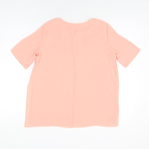 Mango Womens Pink Polyester Basic Blouse Size S Round Neck