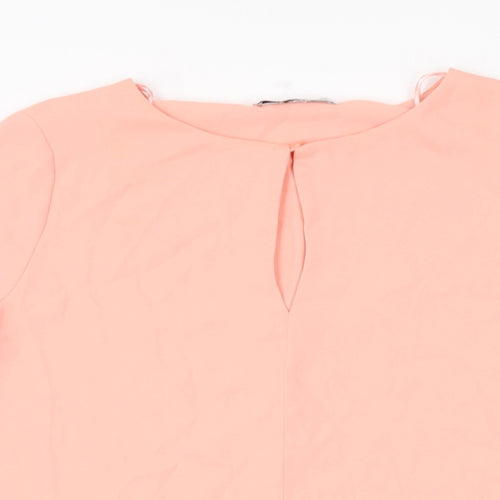 Mango Womens Pink Polyester Basic Blouse Size S Round Neck