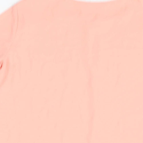 Mango Womens Pink Polyester Basic Blouse Size S Round Neck