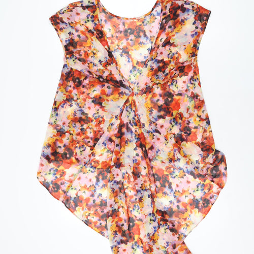Topshop Womens Multicoloured Floral Polyester Basic Blouse Size 12 Round Neck