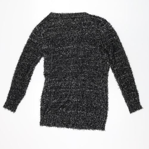 South Womens Black V-Neck Polyester Cardigan Jumper Size 14