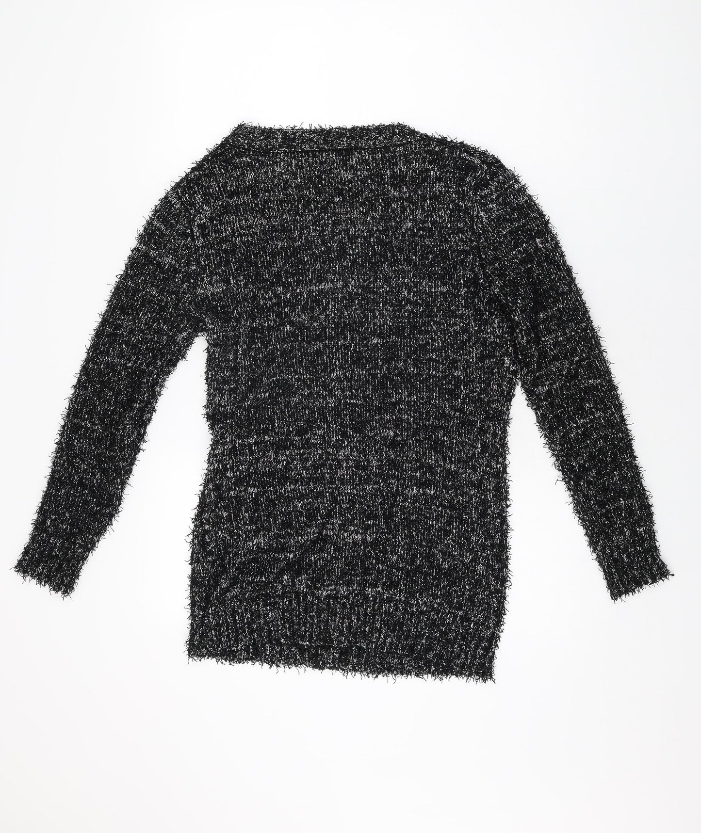 South Womens Black V-Neck Polyester Cardigan Jumper Size 14