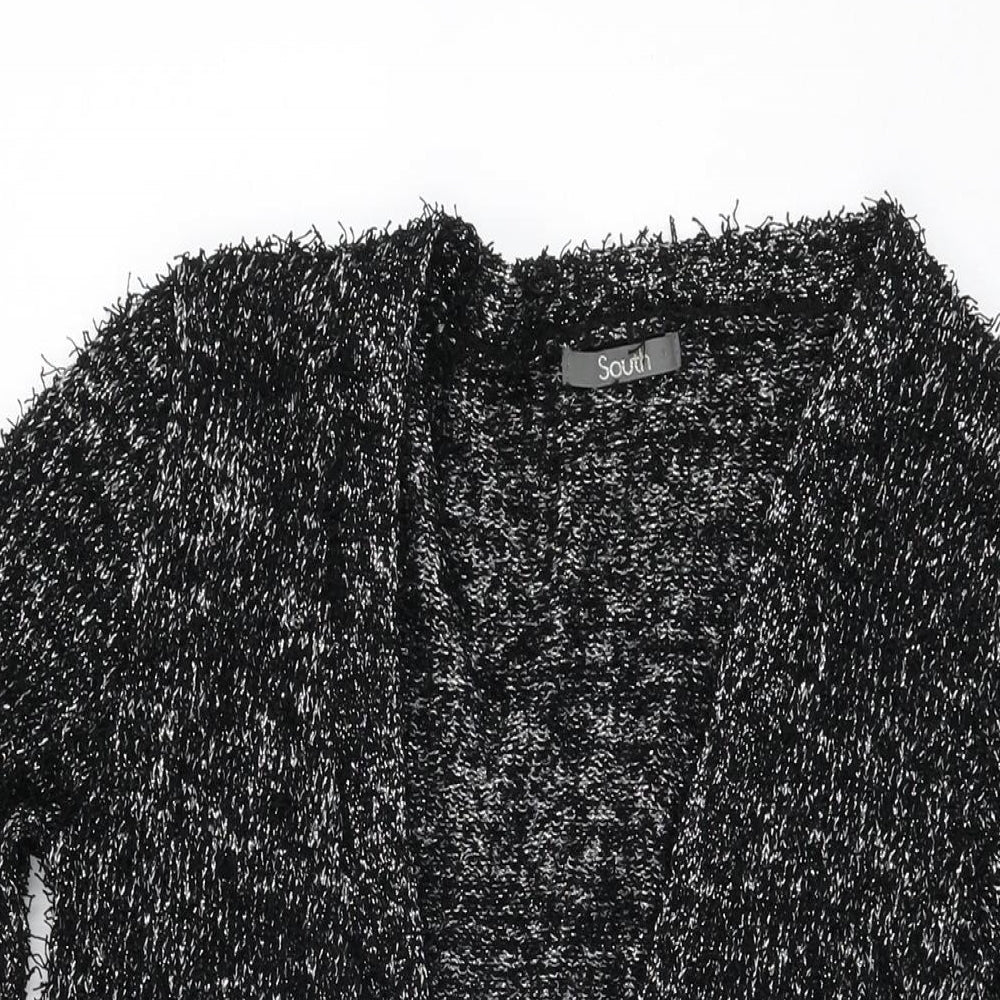 South Womens Black V-Neck Polyester Cardigan Jumper Size 14