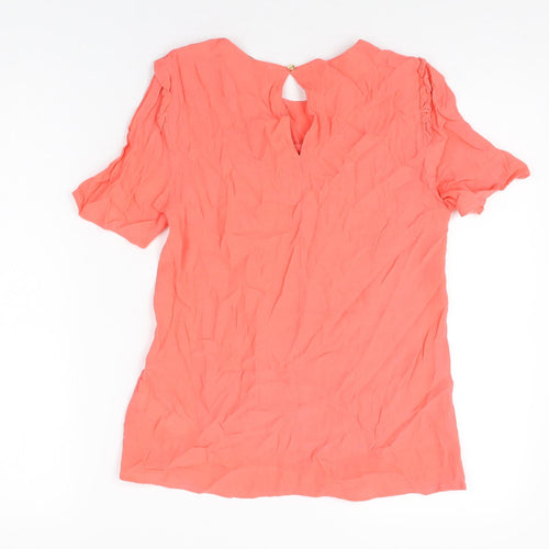 Oasis Womens Pink Viscose Basic T-Shirt Size 8 Round Neck