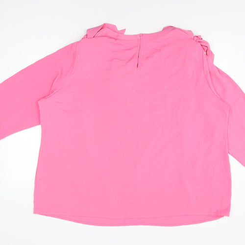 JUNAROSE Womens Pink Polyester Basic Blouse Size 28 Round Neck