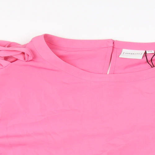 JUNAROSE Womens Pink Polyester Basic Blouse Size 28 Round Neck