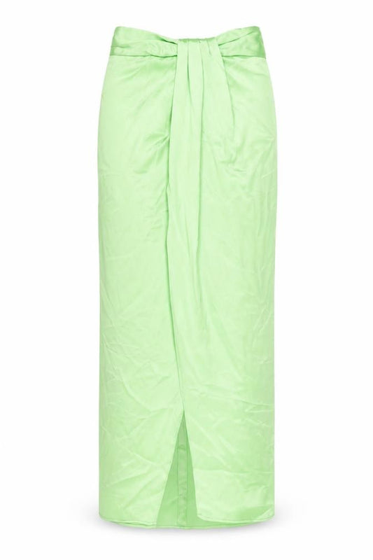 Front view of Zara women’s green polyester maxi skirt, size XS, zip
