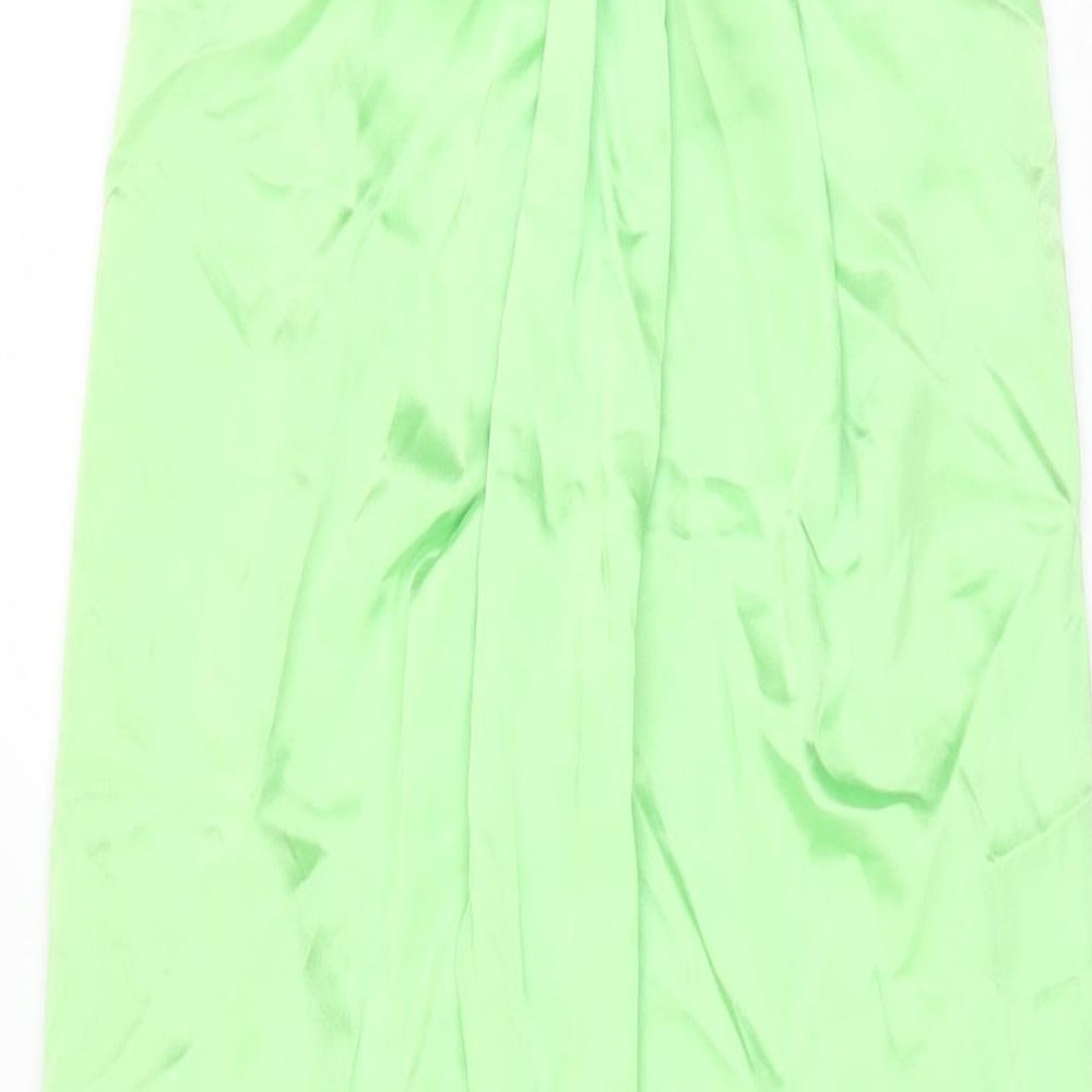 Zara Womens Green Polyester Maxi Skirt Size XS Zip