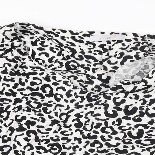 Per Una Womens White Animal Print Viscose Basic Blouse Size 12 V-Neck