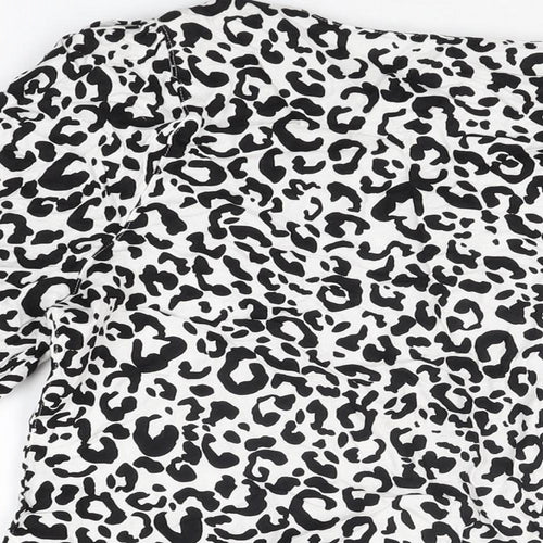 Per Una Womens White Animal Print Viscose Basic Blouse Size 12 V-Neck