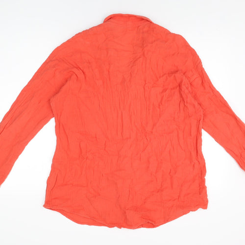 Eileen Fisher Womens Red Cotton Basic Button-Up Size M Collared