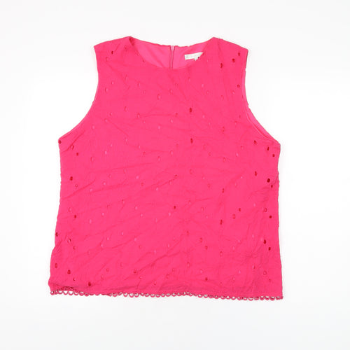 Lakeland Womens Pink Floral Polyester Basic T-Shirt Size XL Round Neck