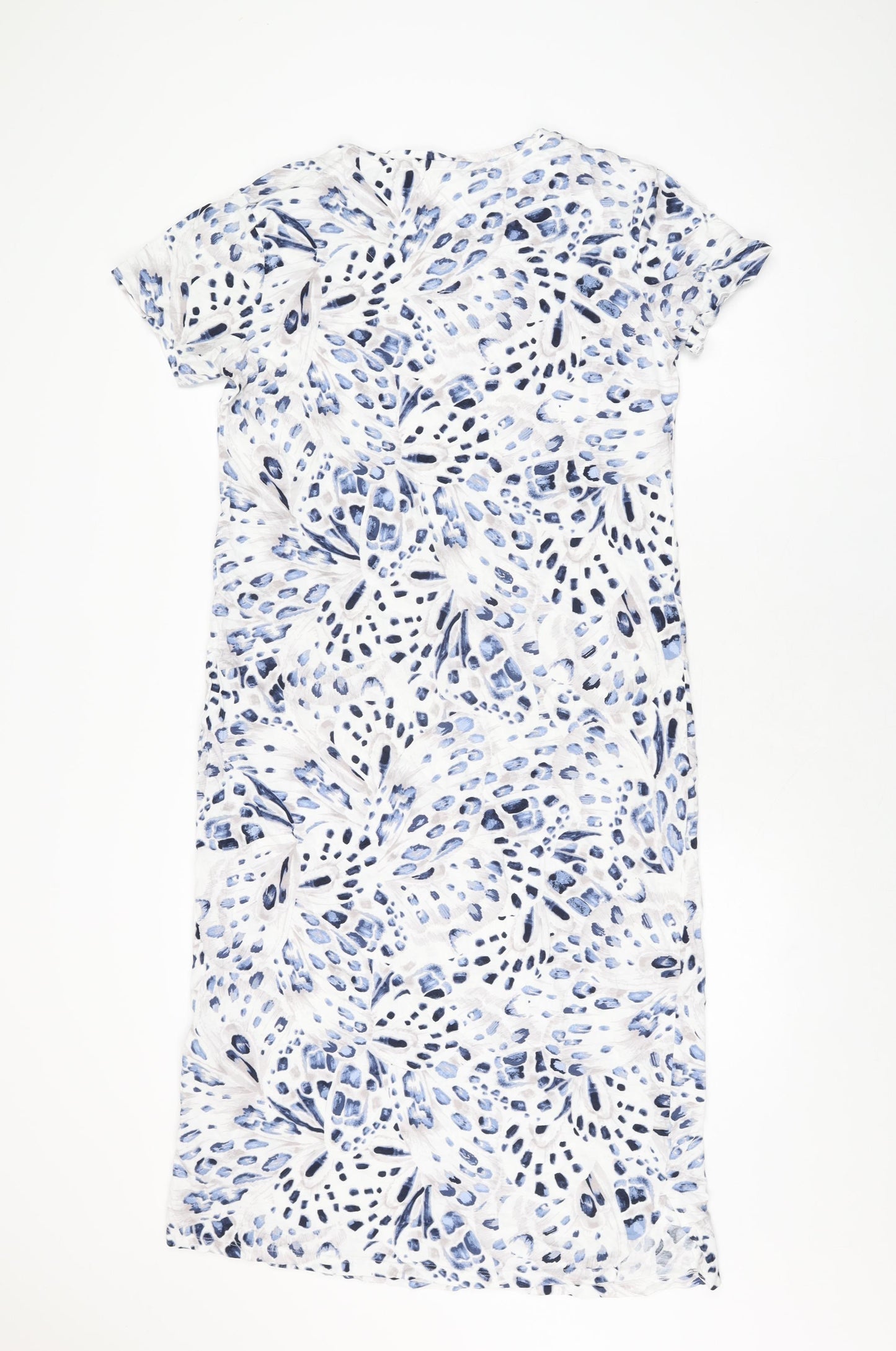 Marks and Spencer Womens White Geometric Cotton Shift Size M Round Neck Pullover