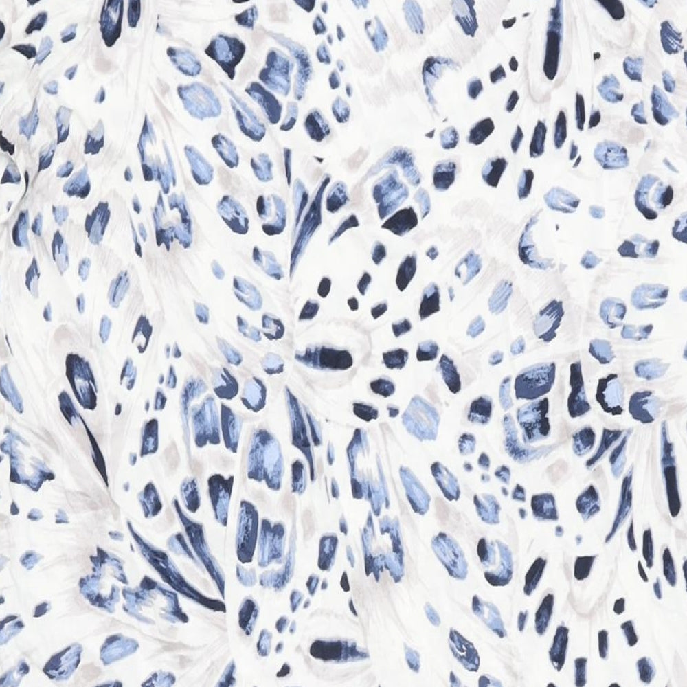 Marks and Spencer Womens White Geometric Cotton Shift Size M Round Neck Pullover