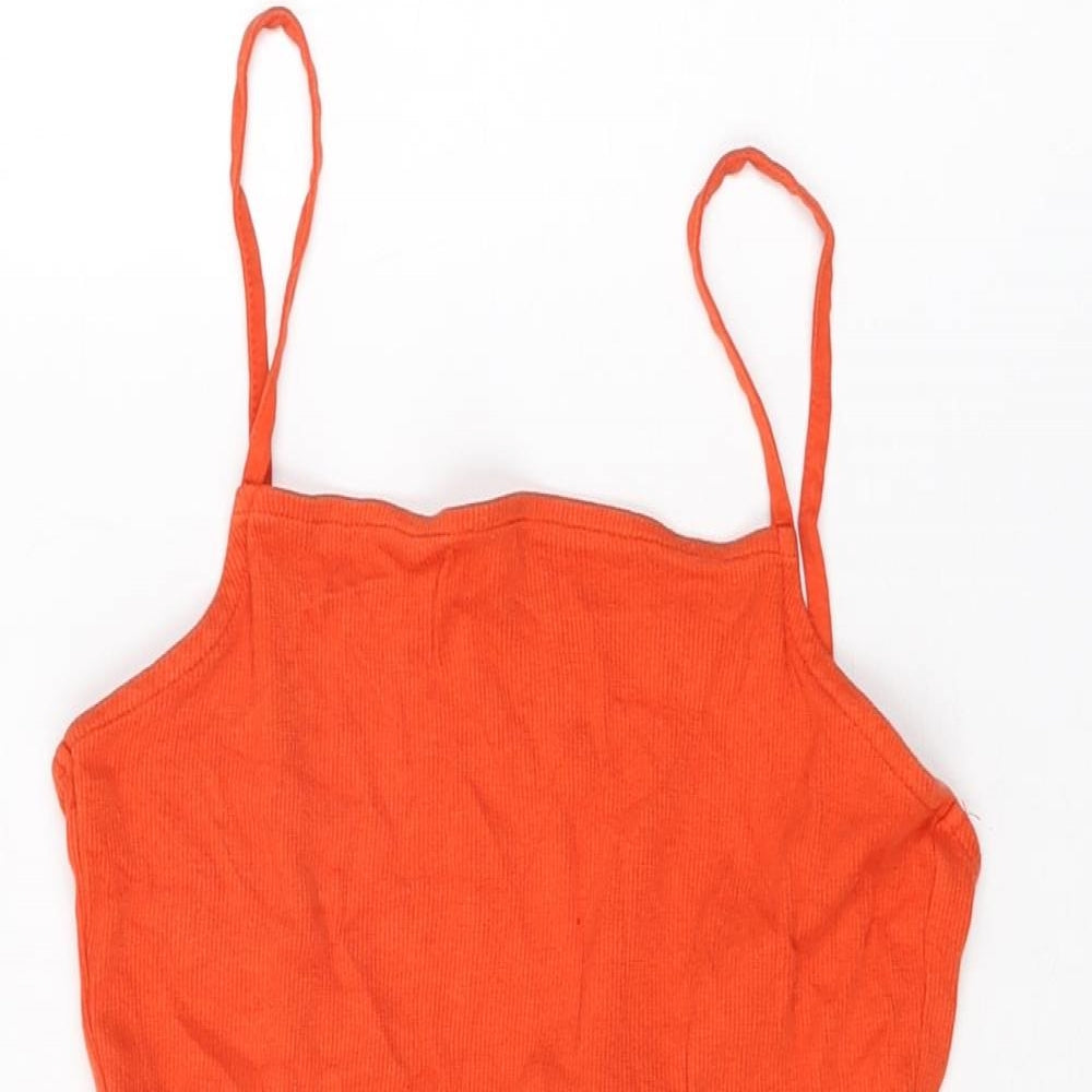 ASOS Womens Orange Modal Mini Size 10 Square Neck Pullover