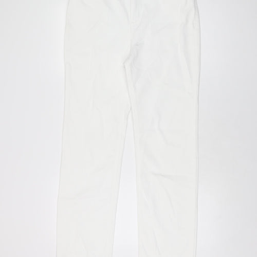Marks and Spencer Womens White Cotton Straight Jeans Size 14 L32 in Regular Zip