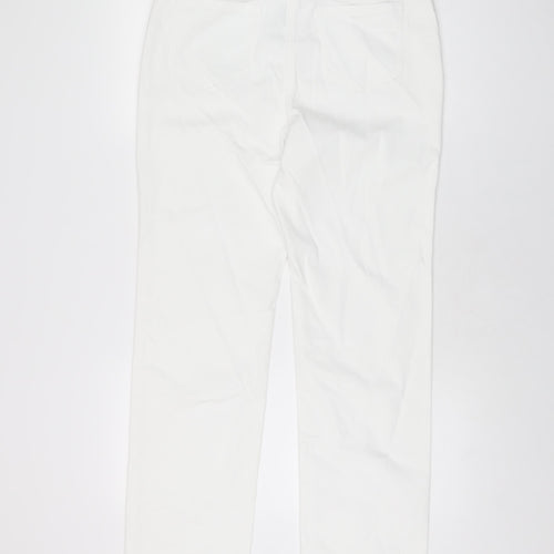 Marks and Spencer Womens White Cotton Straight Jeans Size 14 L32 in Regular Zip