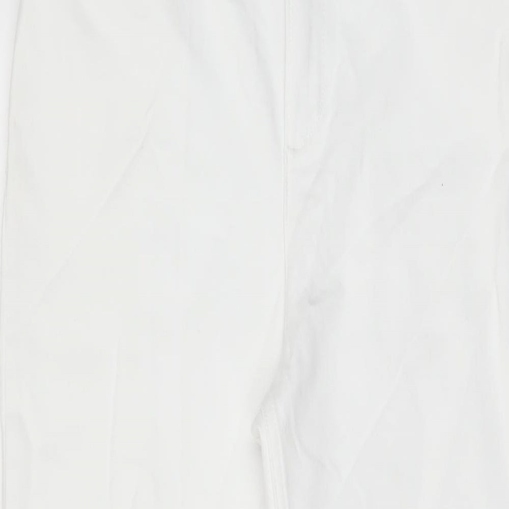 Marks and Spencer Womens White Cotton Straight Jeans Size 14 L32 in Regular Zip
