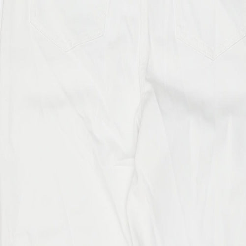 Marks and Spencer Womens White Cotton Straight Jeans Size 14 L32 in Regular Zip
