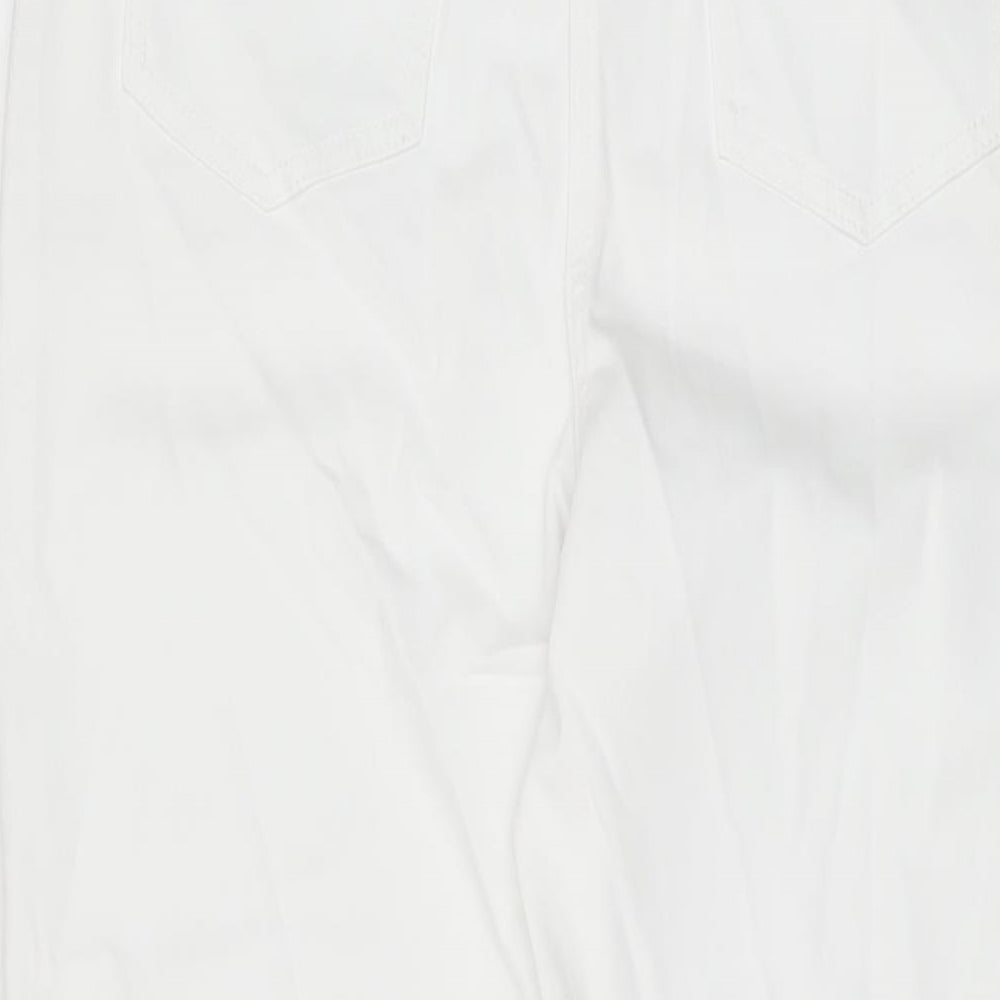 Marks and Spencer Womens White Cotton Straight Jeans Size 14 L32 in Regular Zip