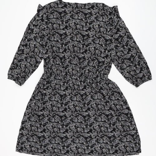 NEXT Womens Black Paisley Viscose A-Line Size 16 V-Neck Pullover