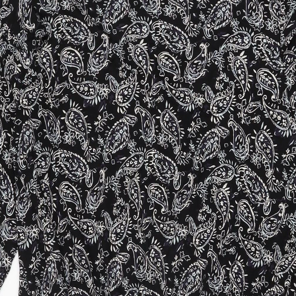 NEXT Womens Black Paisley Viscose A-Line Size 16 V-Neck Pullover
