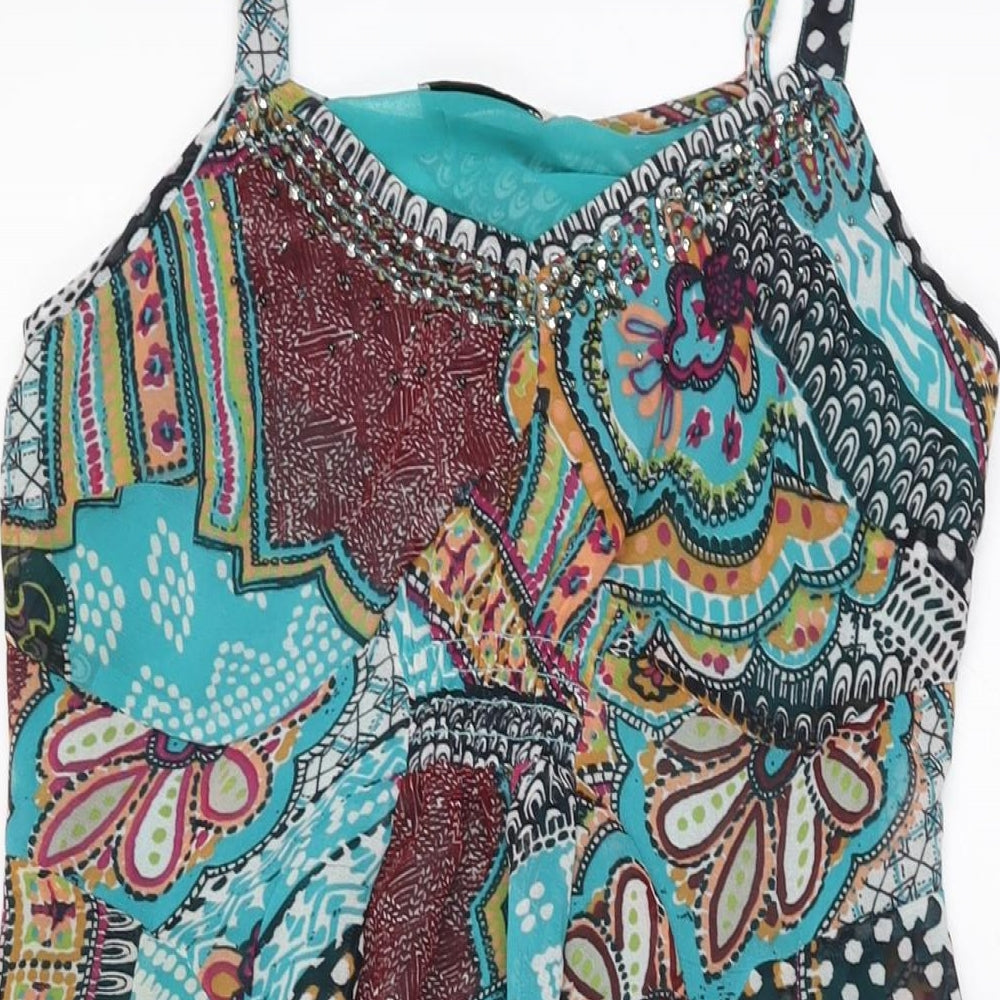 Per Una Womens Multicoloured Geometric Polyester A-Line Size 10 V-Neck Pullover