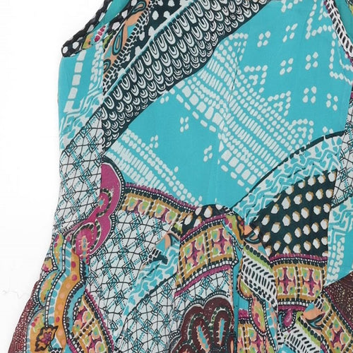 Per Una Womens Multicoloured Geometric Polyester A-Line Size 10 V-Neck Pullover