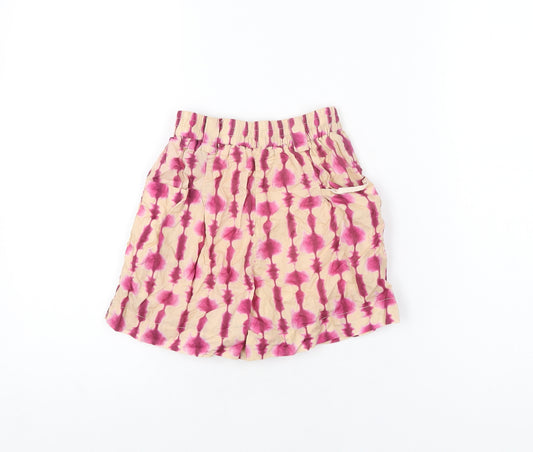 Zara Girls Beige Geometric Cotton Bermuda Shorts Size 10 Years Regular