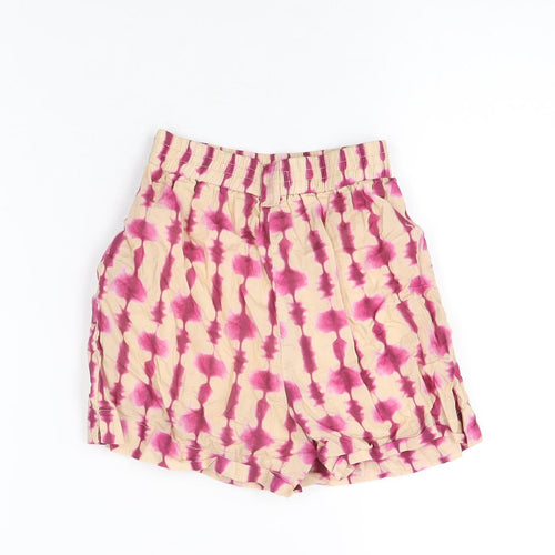 Zara Girls Beige Geometric Cotton Bermuda Shorts Size 10 Years Regular