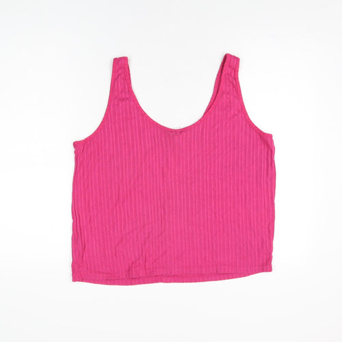 H&M Womens Pink Polyester Basic T-Shirt Size XL Scoop Neck