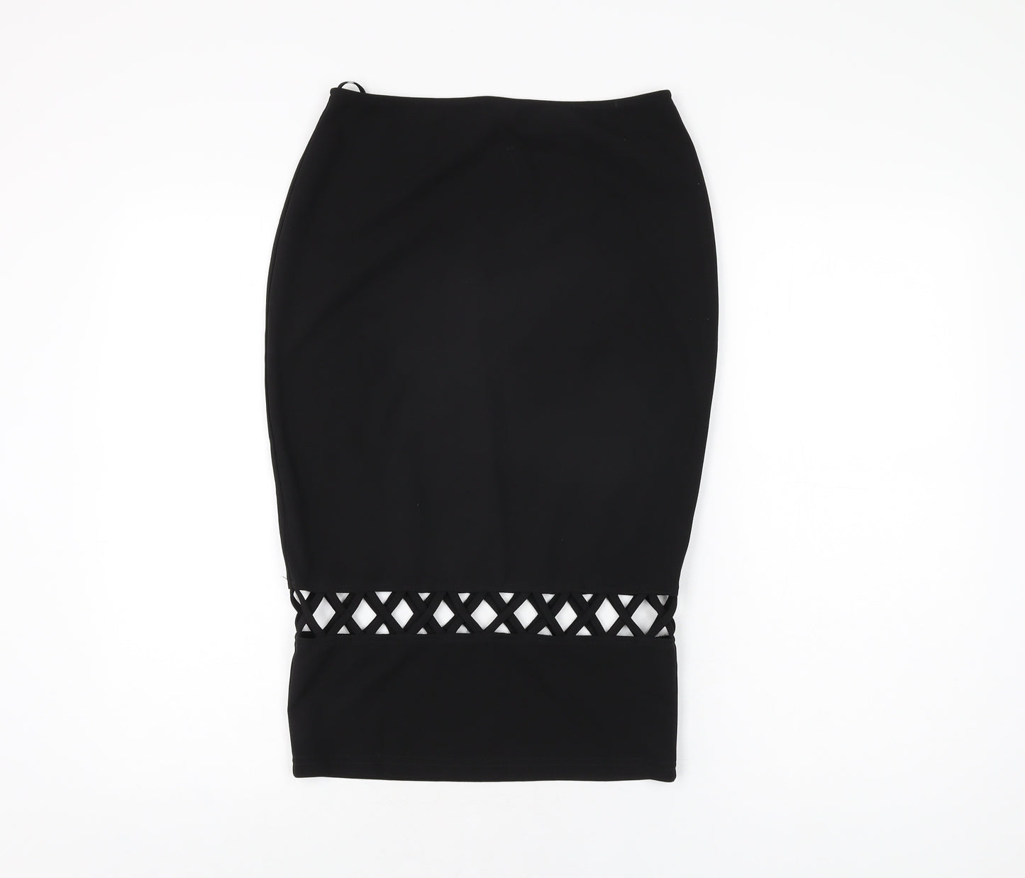 Missguided Womens Black Polyester Straight & Pencil Skirt Size 10 Zip