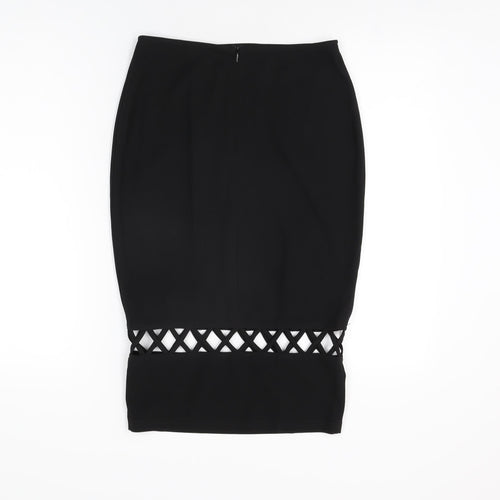 Missguided Womens Black Polyester Straight & Pencil Skirt Size 10 Zip