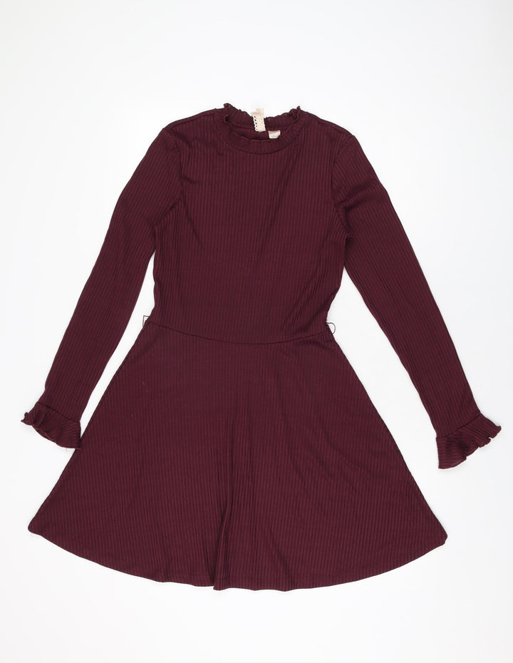 H&M Womens Purple Polyester A-Line Size 12 Round Neck Pullover