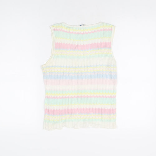 ESCADA Womens Multicoloured Geometric Viscose Basic T-Shirt Size S Scoop Neck