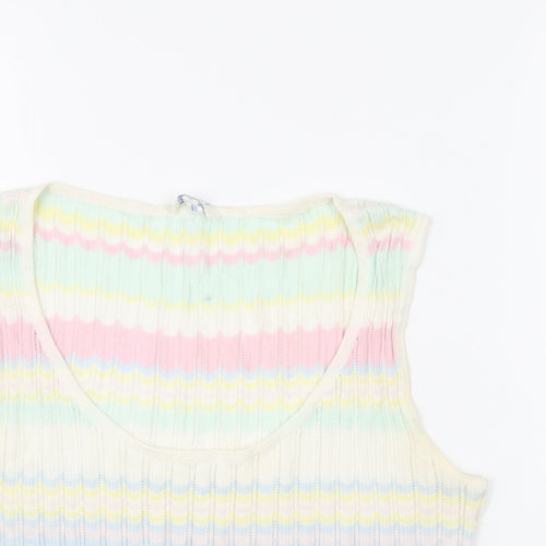 ESCADA Womens Multicoloured Geometric Viscose Basic T-Shirt Size S Scoop Neck