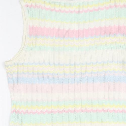ESCADA Womens Multicoloured Geometric Viscose Basic T-Shirt Size S Scoop Neck