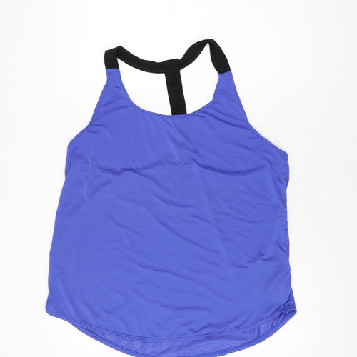 H&M Womens Blue Polyamide Basic T-Shirt Size L Scoop Neck Pullover