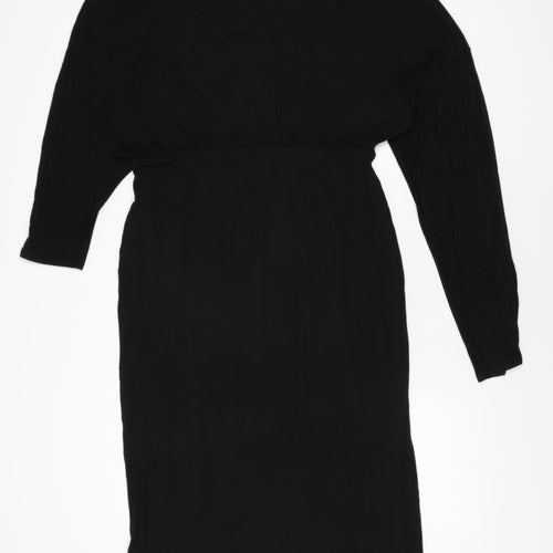 ASOS Womens Black Viscose Maxi Size 18 Boat Neck Pullover