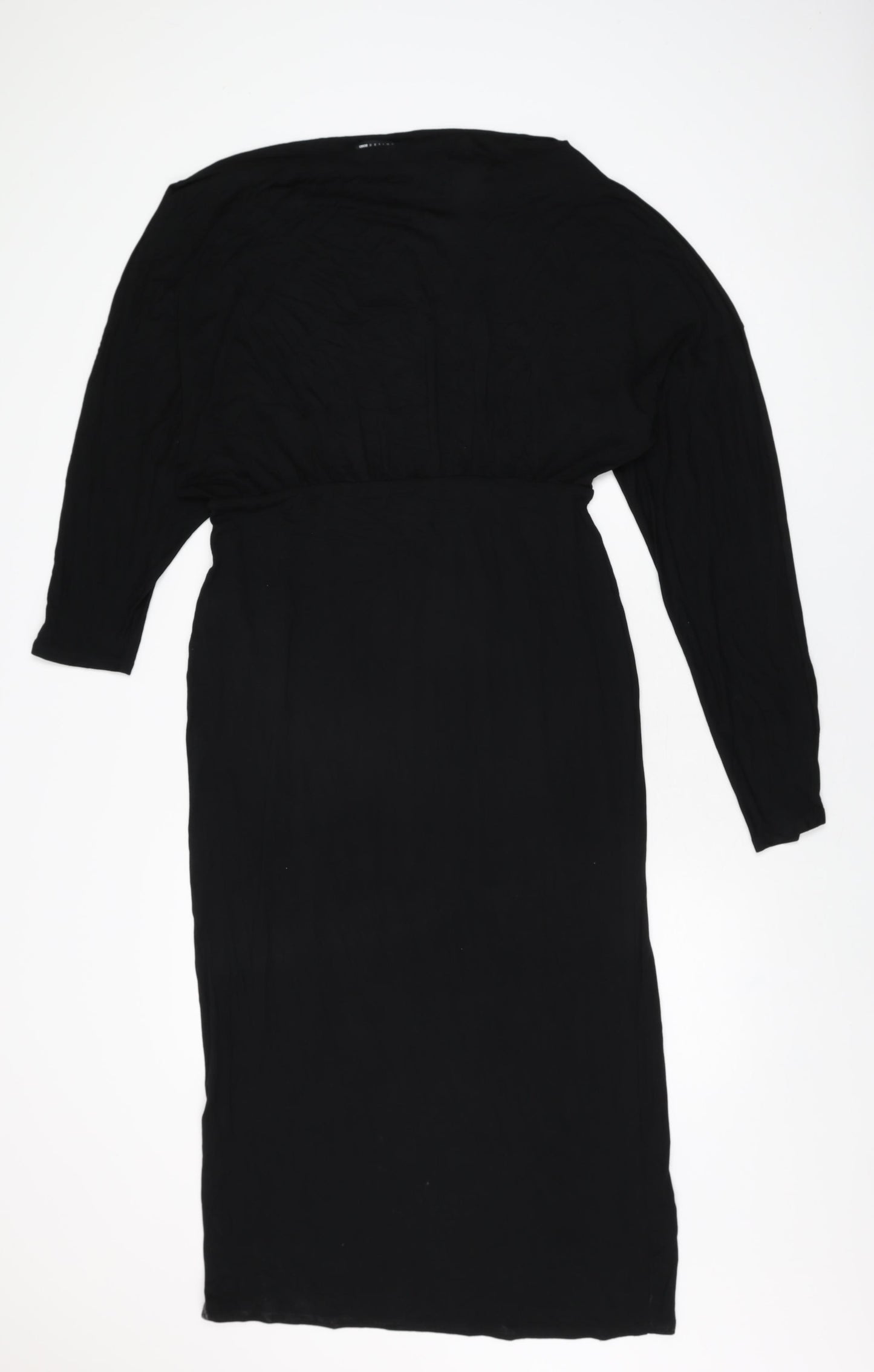 ASOS Womens Black Viscose Maxi Size 18 Boat Neck Pullover