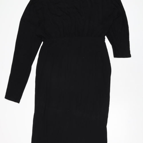 ASOS Womens Black Viscose Maxi Size 18 Boat Neck Pullover