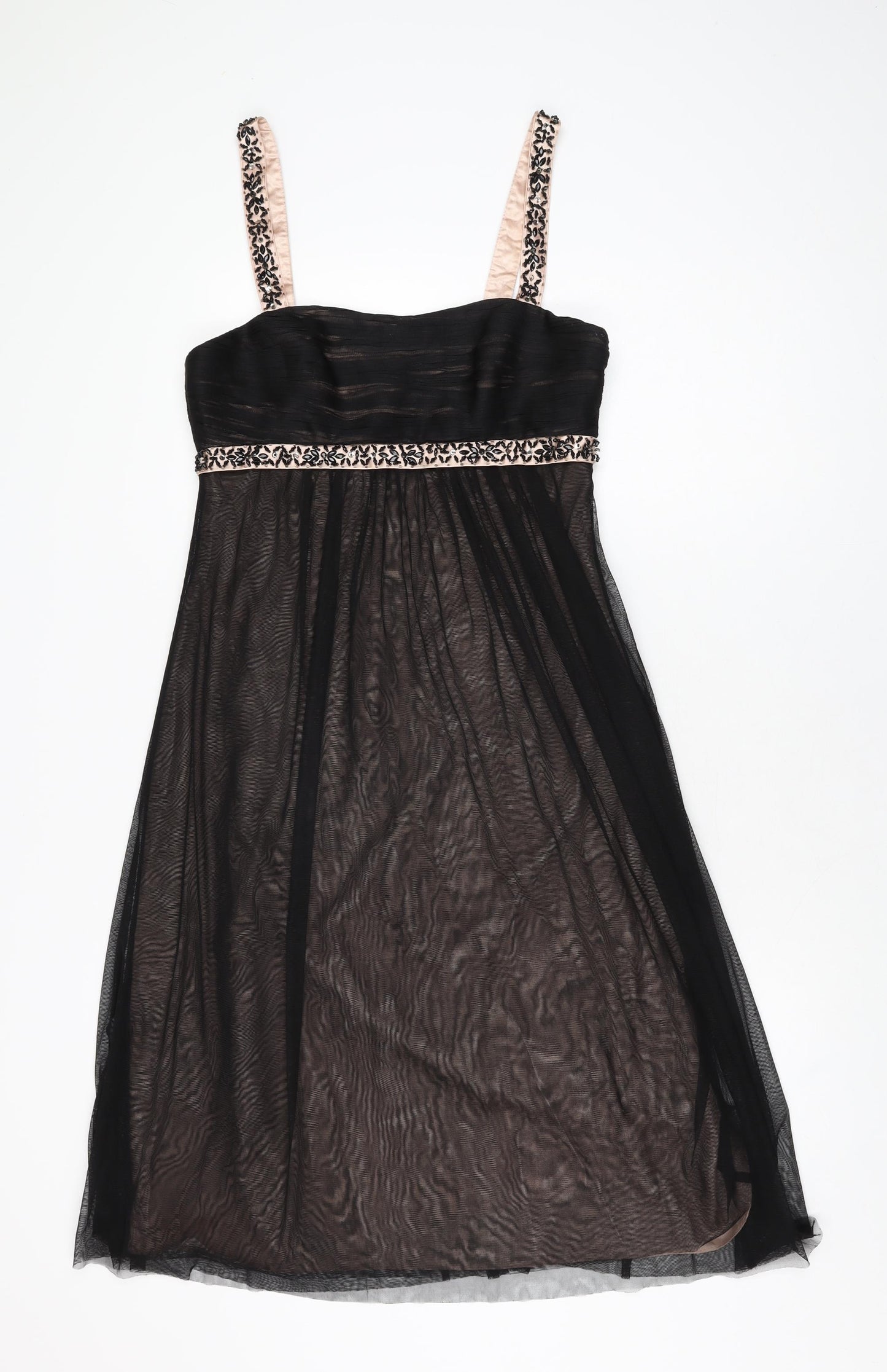 Gina Bacconi Womens Black Polyester A-Line Size 10 Square Neck Zip