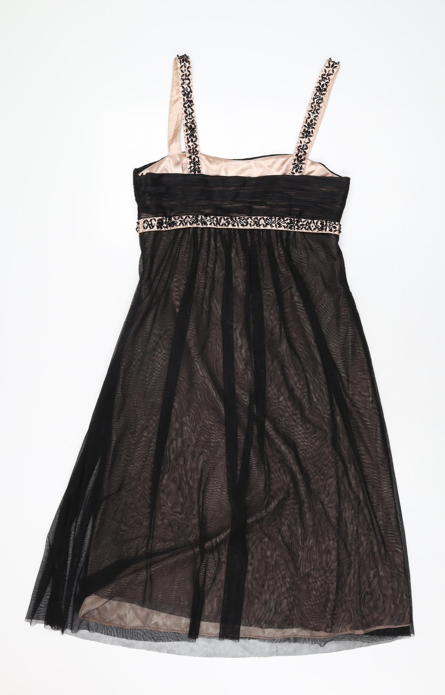 Gina Bacconi Womens Black Polyester A-Line Size 10 Square Neck Zip