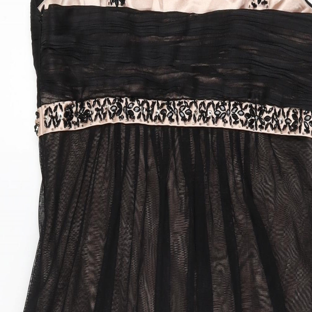 Gina Bacconi Womens Black Polyester A-Line Size 10 Square Neck Zip