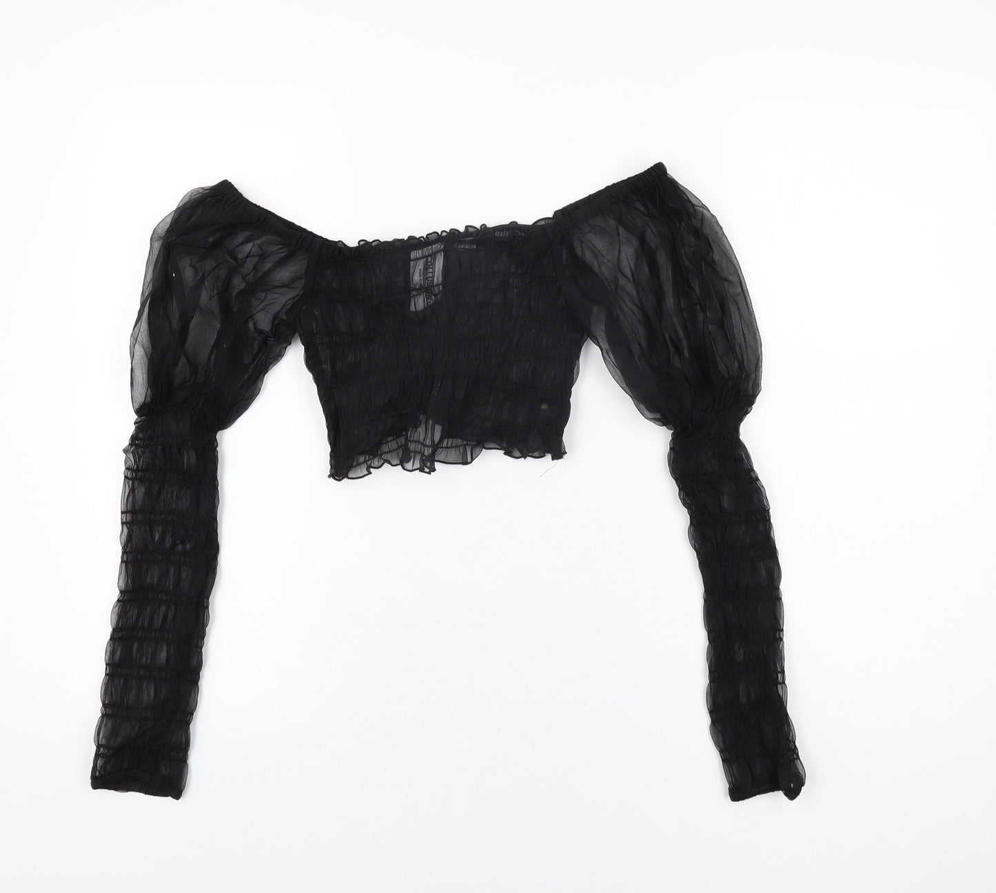 ASOS Womens Black Nylon Cropped T-Shirt Size 8 Square Neck