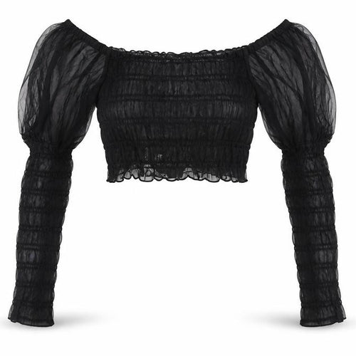 ASOS Womens Black Nylon Cropped T-Shirt Size 8 Square Neck