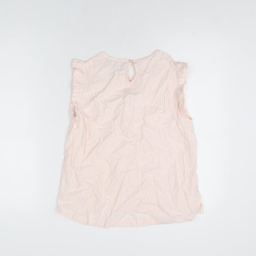 Quba & Co Womens Pink Striped Cotton Basic T-Shirt Size 10 Round Neck