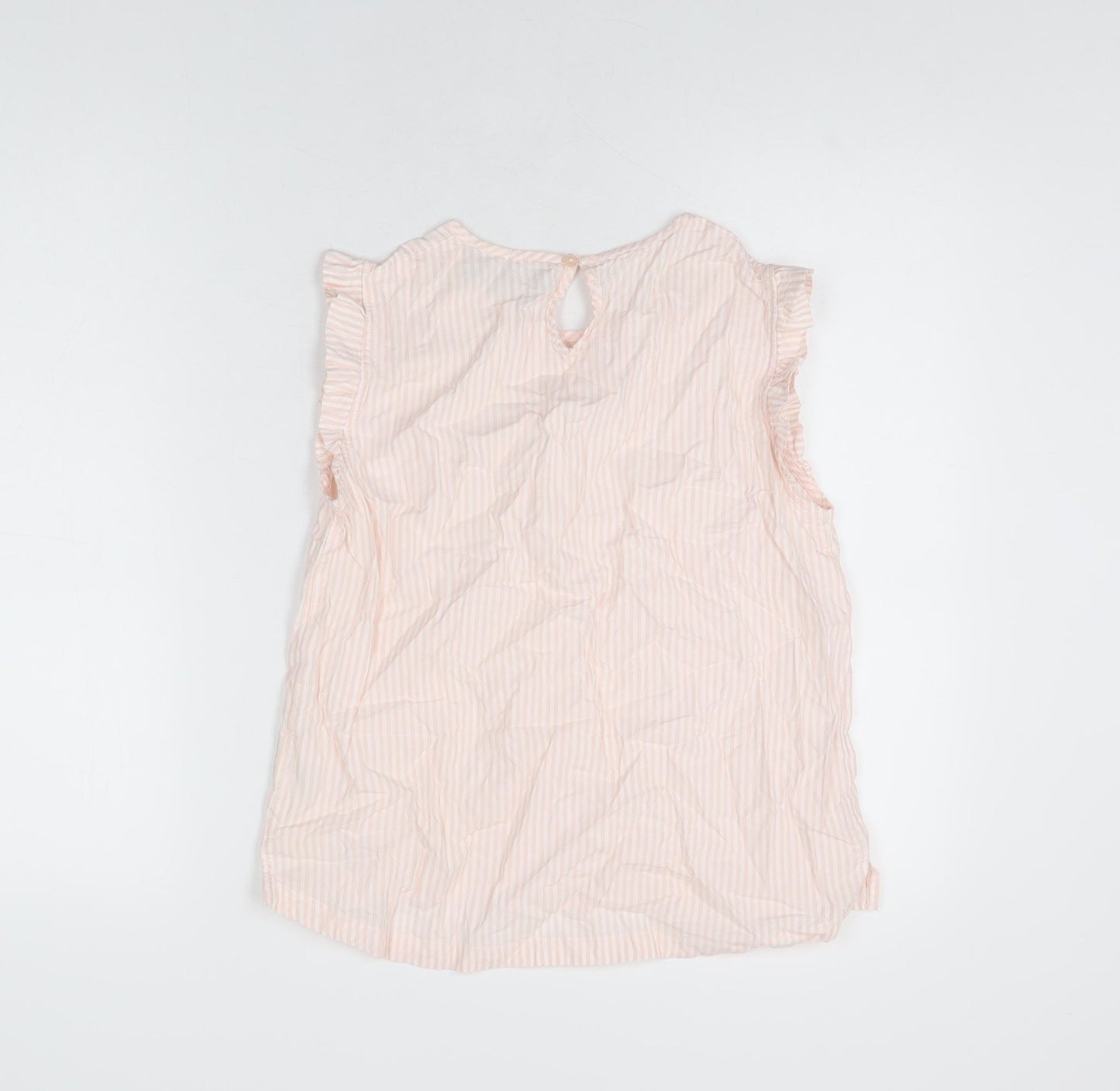Quba & Co Womens Pink Striped Cotton Basic T-Shirt Size 10 Round Neck