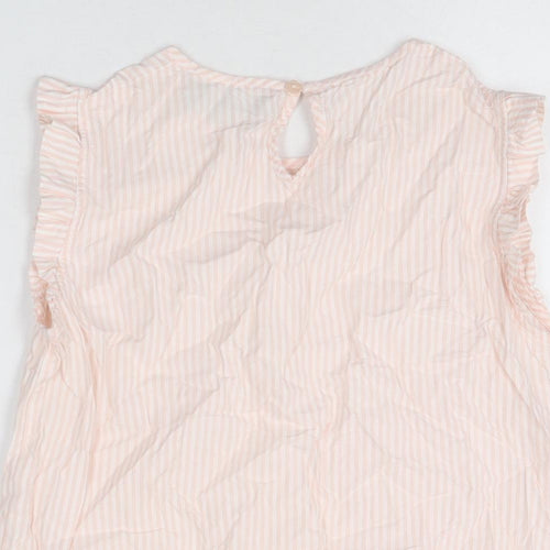 Quba & Co Womens Pink Striped Cotton Basic T-Shirt Size 10 Round Neck