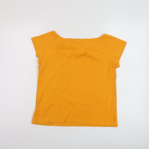 Saint + Sofia Womens Orange Cotton Basic T-Shirt Size 16 Round Neck